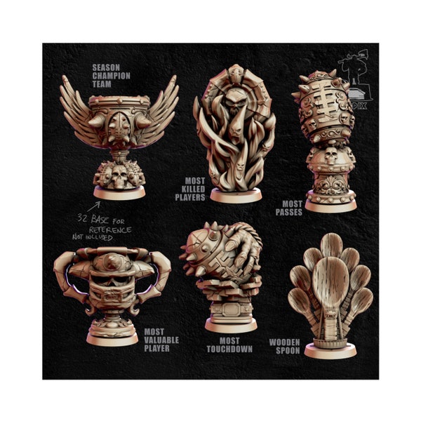 Fantasy Football Trophies - Blood Bowl Compatible - High Res Resin Prints