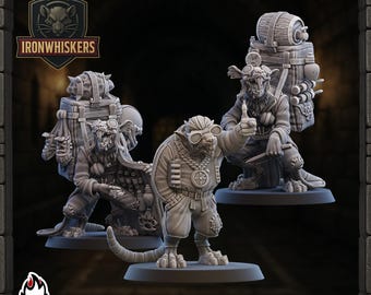 Tripulación de apoyo de los Hombres Rata de Ironwhiskers / 3 jugadores / Compatible con la liga / Miniaturas UGNI