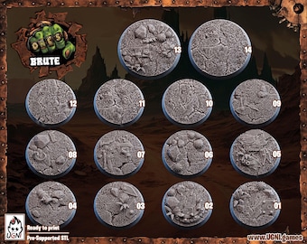 Post-Apocalyptic Resin Bases for Orc Fantasy Football Team | 32mm Scale | League Compatible | UGNI Miniatures
