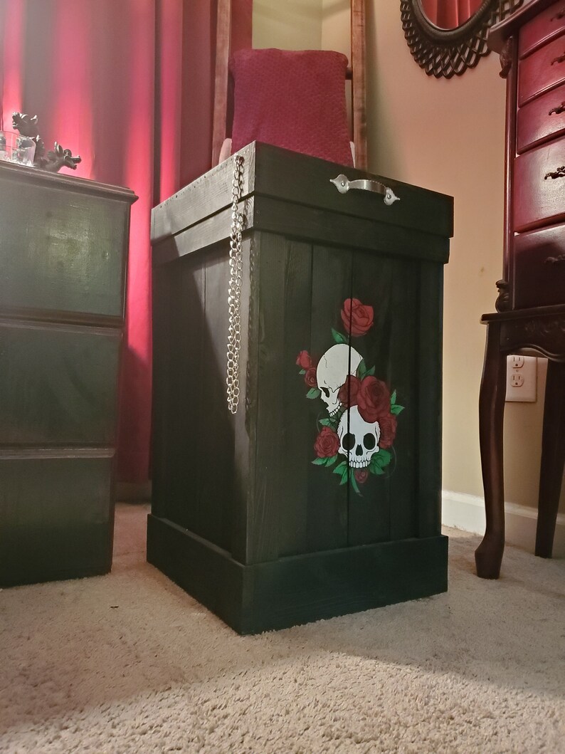 Occult Kitchen Decor Skull and Roses Trash Can Gothic Bin Etsy