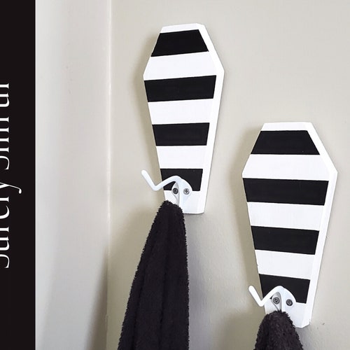 Gothic Cup Holders Towel Holders Black and White Stripes Etsy