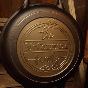 Personalized Victoria 13" Cast Iron Skillet with Loop Handles - CNC Machined