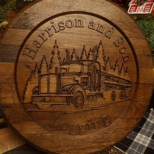 Business Logo/Profession Custom Bourbon Barrel head signs 3D CNC machined/carved