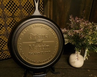 Customized cast iron anniversary skillet