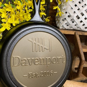 Sixth Anniversary custom cast iron skillet