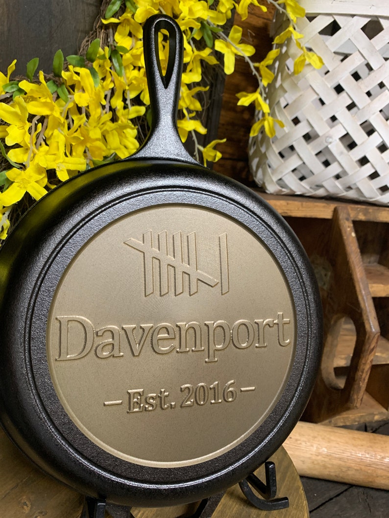 Sixth Anniversary custom cast iron skillet