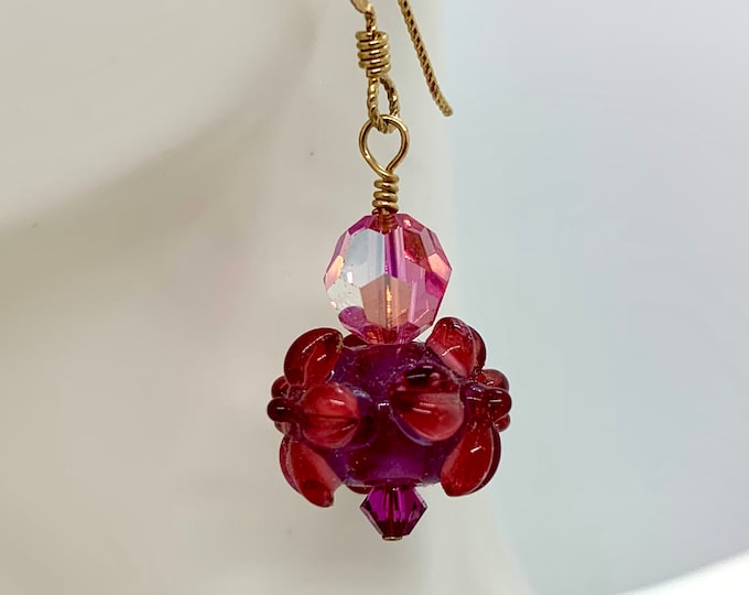 Honora Floral Lampworked Glass Earrings, Artisan Jewelry, Handcrafted Jewelry, Luxury Jewelry, Natural Jewelry