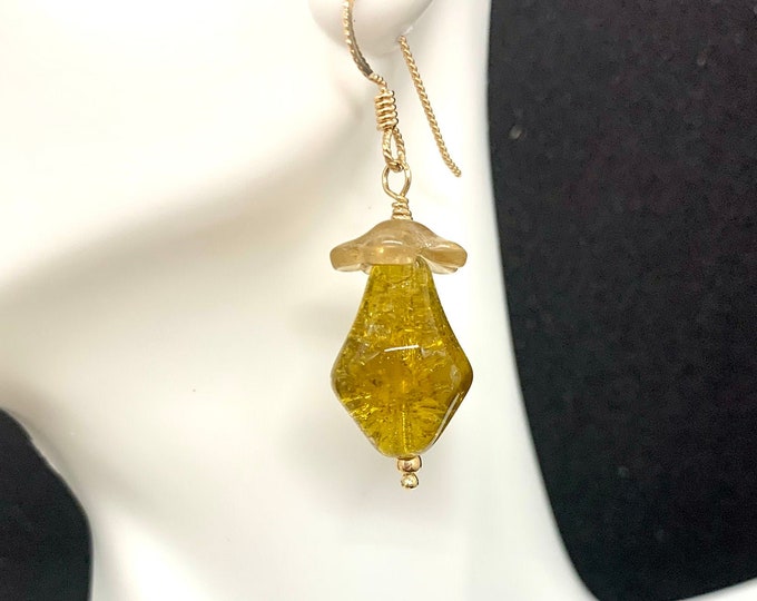Bernadette Czechoslovakian & Cracked Marble Glass Earrings
