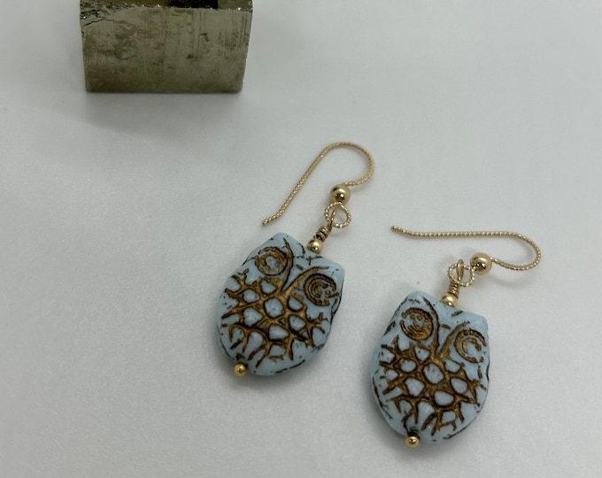 Blue Chouette Earrings, Artisan Jewelry, Handcrafted Jewelry, Luxury Jewelry, Natural Jewelry