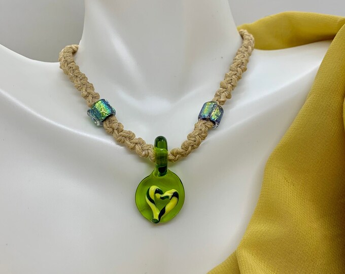 Dichroic & Lampworked Glass Macrame Necklace