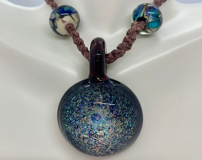 Dichroic & Lampworked Glass Macrame Necklace