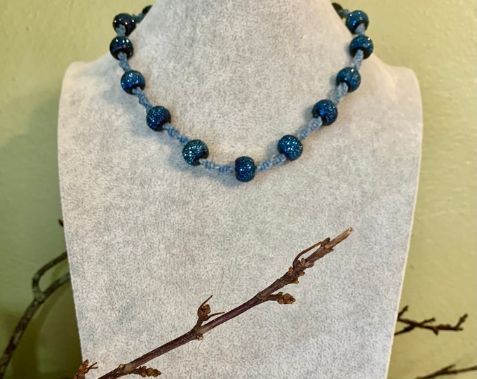 Resin Bead & Waxed Linen Macrame Necklace