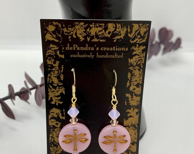 Libelle Czechoslovakian Glass Dangle Earrings