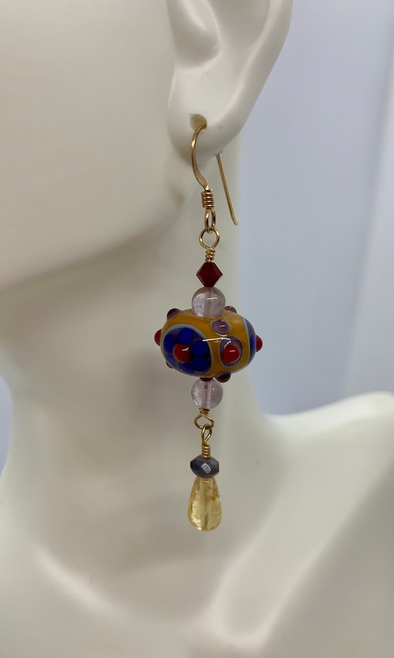 Viola Lampworked Glass Earrings