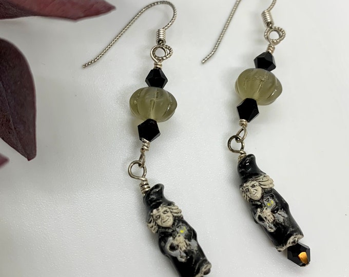 Hand painted Peruvian Clay & Austrian Crystal Earrings