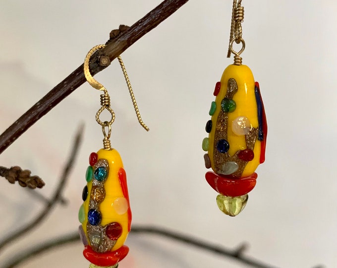 Mia Vintage & Lampworked Glass Earrings