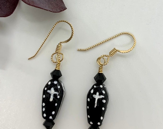 Decorated Coffin Hand Painted Clay Earrings