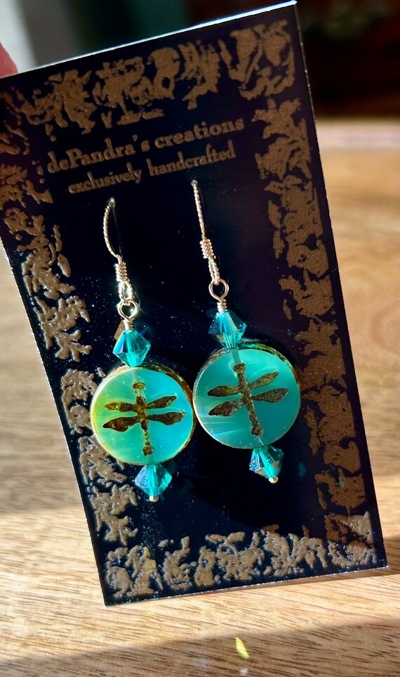 Libelle Czechoslovakian Glass Dangle Earrings