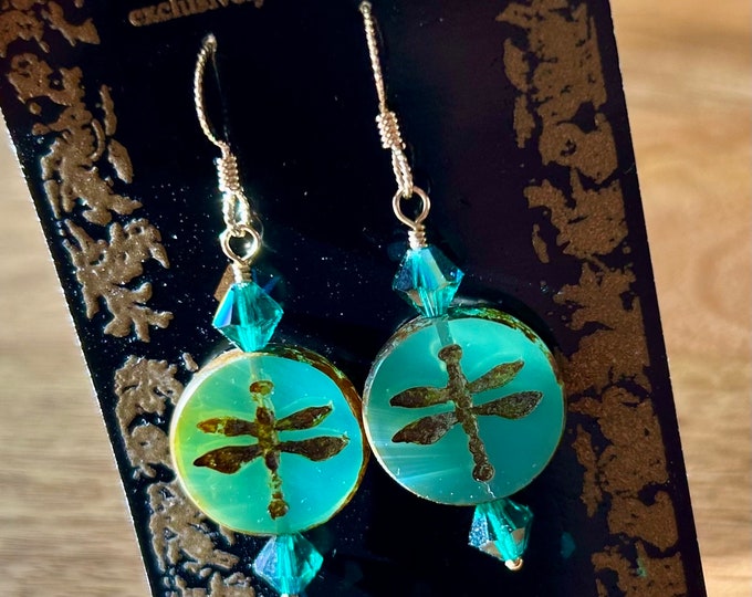 Libelle Czechoslovakian Glass Dangle Earrings