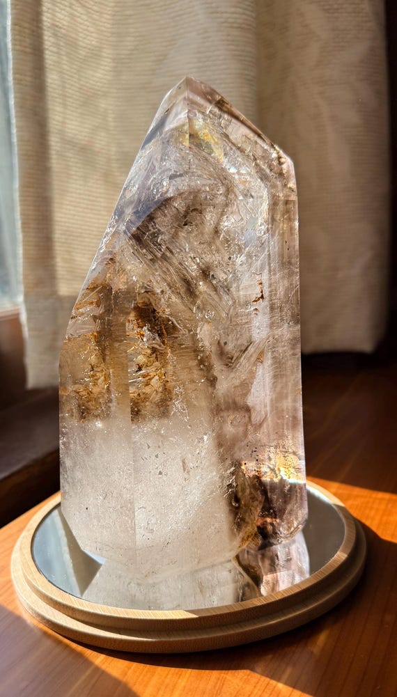 Large Amasmokatrine Crystal Tower • 3 lb 10.9 oz • Polished Smoky Amethyst Citrine Quartz Point • High Clarity with Natural Inclusions •