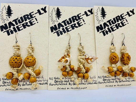 Macrame & Genuine Sandalwood Earrings