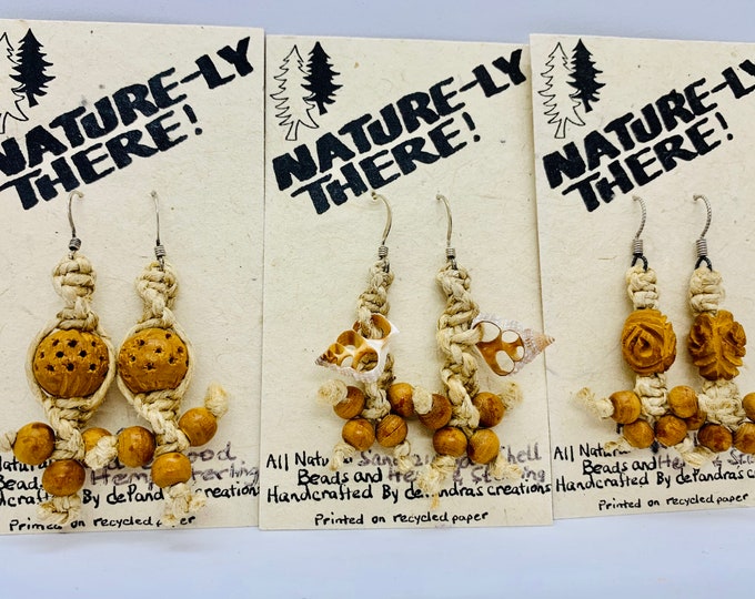 Macrame & Genuine Sandalwood Earrings