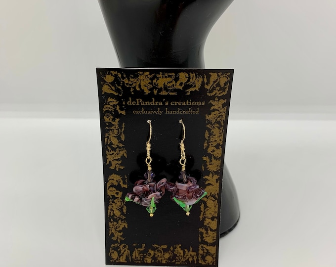 Isador Floral Lampworked Glass Earrings, Artisan Jewelry, Handcrafted Jewelry, Luxury Jewelry, Natural Jewelry
