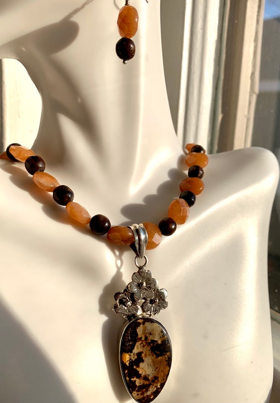 Brighid Carnelian Agate, Jasper & Black Coral Set Artisan Set