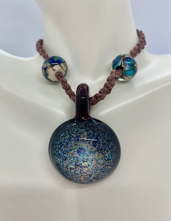 Dichroic & Lampworked Glass Macrame Necklace