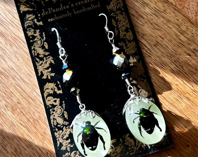 Glow In The Dark Beetle Earrings