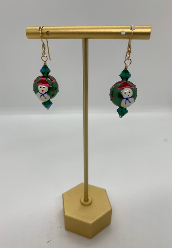 Frosty Lamp-worked Glass & Austrian Crystal Earrings