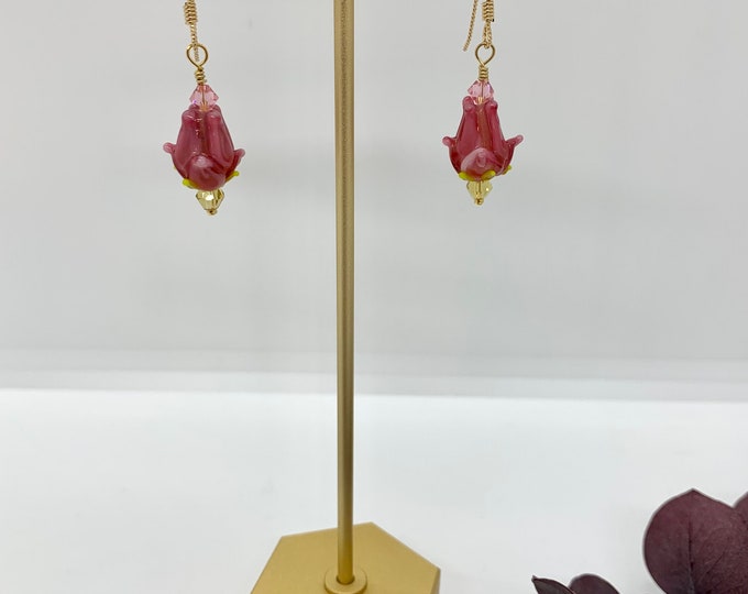 Floral Lampworked Glass Earrings