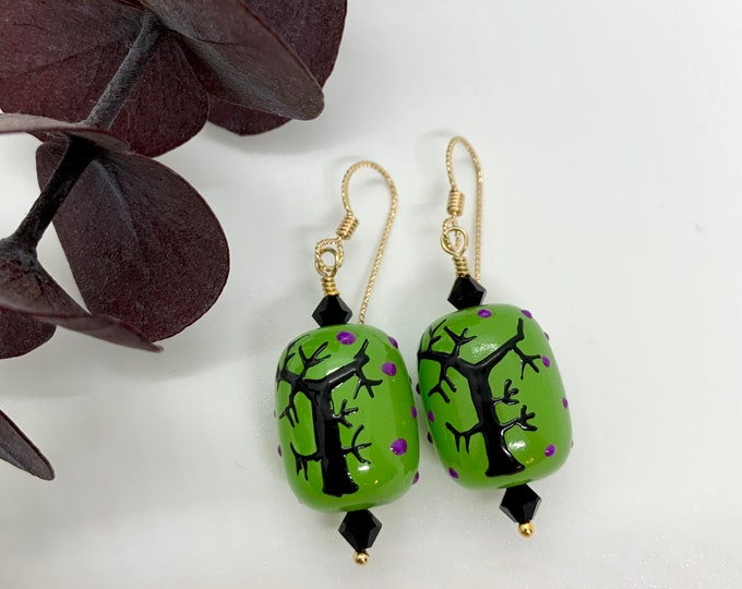 Haunted Tree Lampworked Glass Earrings