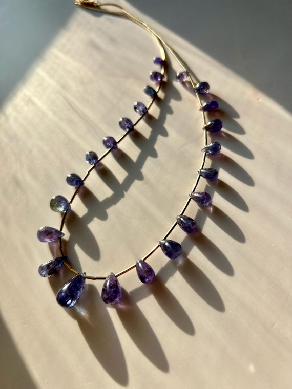67 Carat Teardrop Tanzanite & Liquid Gold Filled Necklace