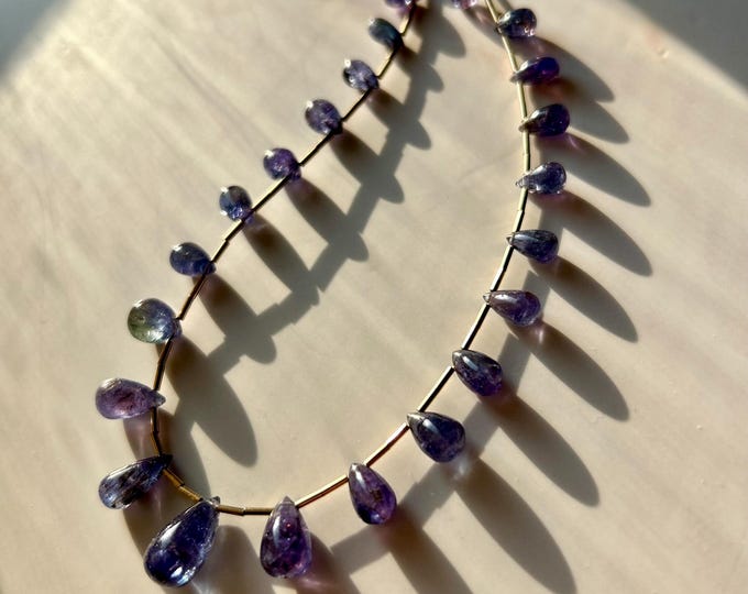67 Carat Teardrop Tanzanite & Liquid Gold Filled Necklace