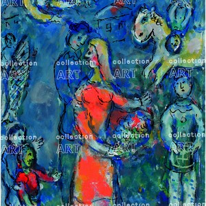 Marc Chagall Autour Du Couple wall art print masterpiece high resolution fine art reproduction home wall decoration