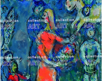Marc Chagall Autour Du Couple wall art print masterpiece high resolution fine art reproduction home wall decoration