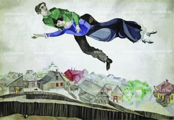 Marc Chagall Over the Town Wall Art Masterpiece Print High