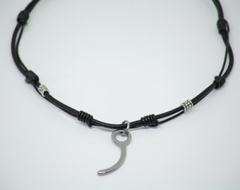 BLACK LEATHER SKYDIVING necklace
