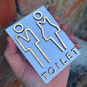 Gold Toilet Sign - Restroom Sign - WC Sign