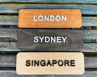 Sign for World Clock - Hotel Reception Clock Sign - City Time Zone Clock Sign - World Clock Plaque