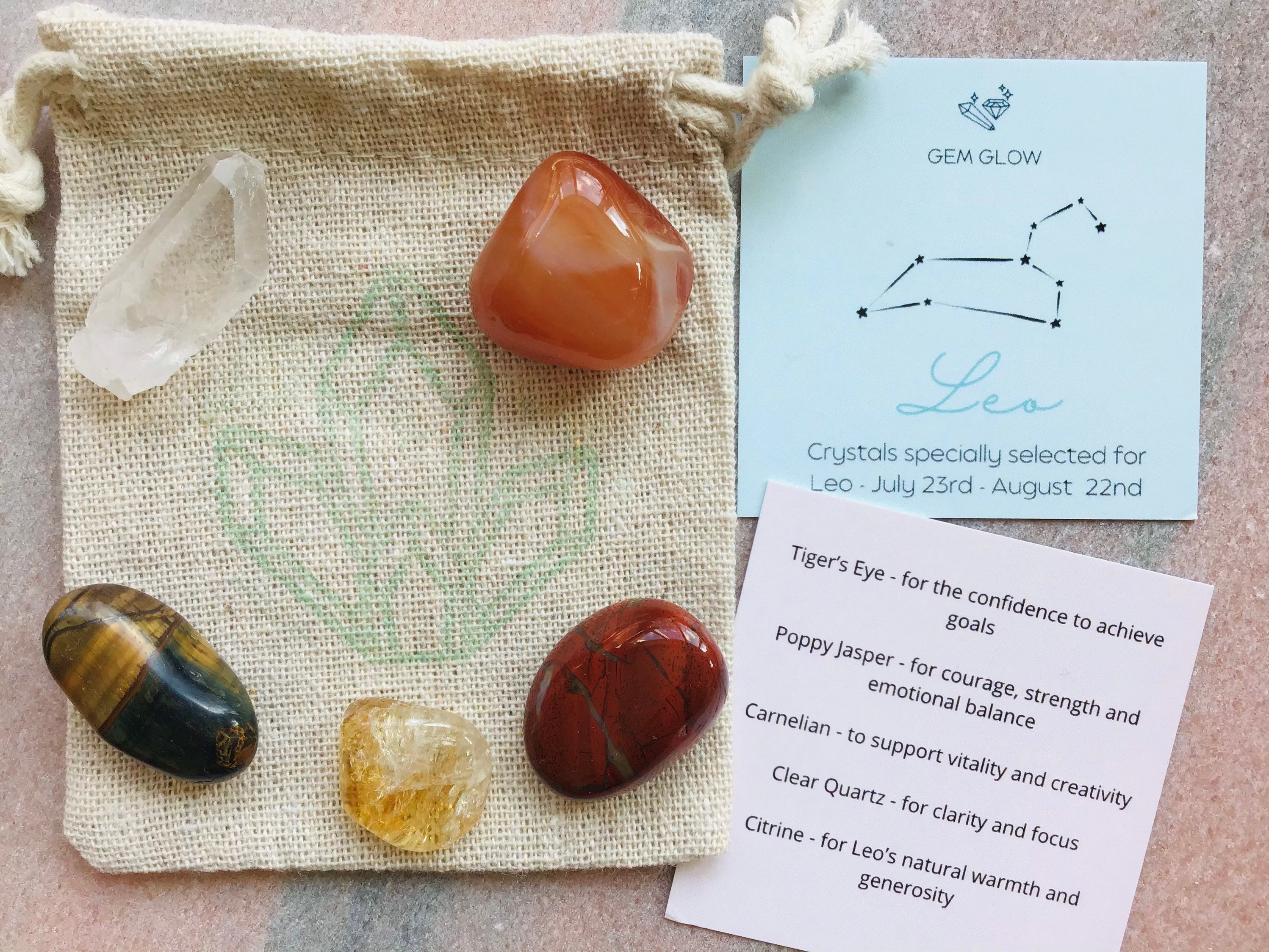 Crystal Set For Leo Healing Crystals Kit LEO Crystal Kit Etsy