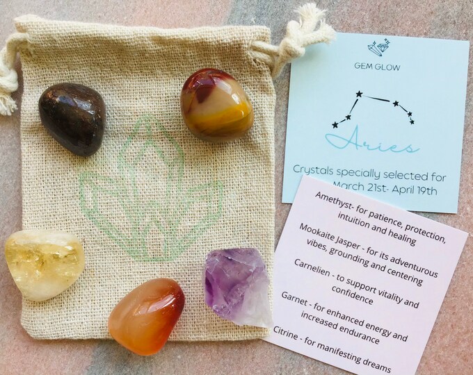 Crystal Set for Aries Healing Crystals Kit ARIES Crystal Kit Crystals