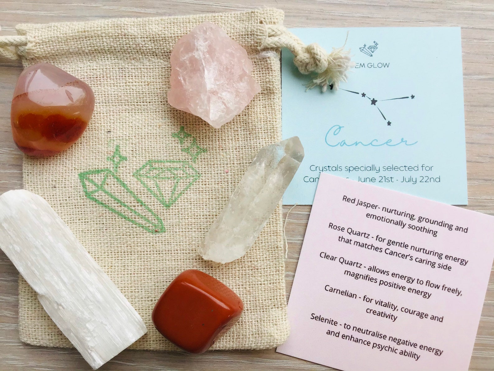 Crystal Set for Cancer Zodiac Healing Crystals Kit CANCER Etsy
