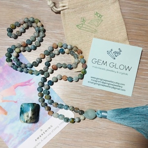 Mala Beads | Moarganite & Aquamarine  Mala Beads Necklace | mala | 108 Beads Mala | pink mala