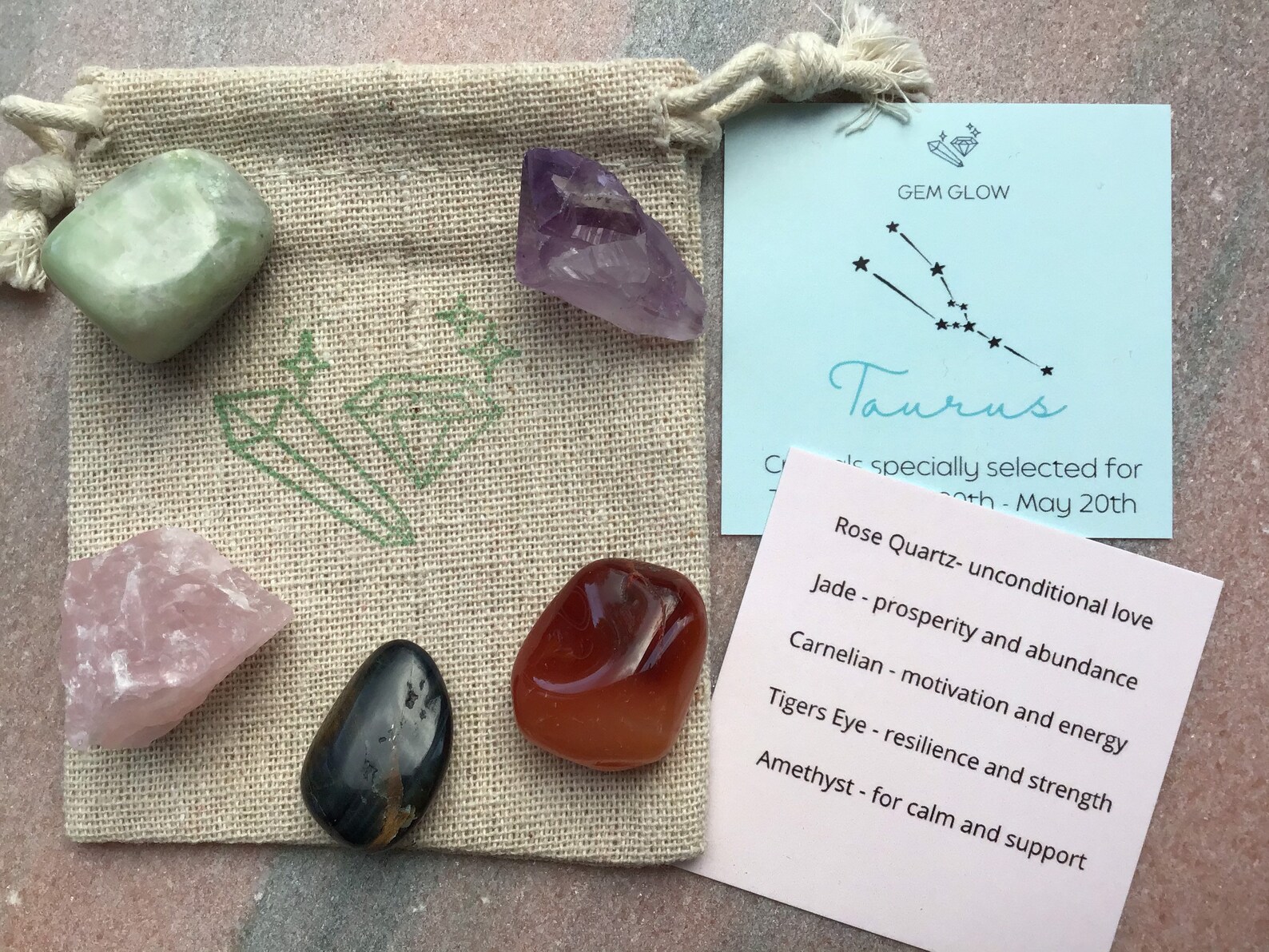 Crystal Set for Taurus Healing Crystals Kit Taurus Etsy