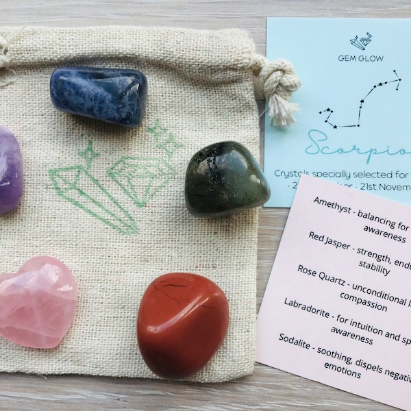 Crystal Set For Scorpio | Healing Crystals Kit | SCORPIO | Crystal Kit | Crystals Gift Set | Scorpio Gift | Crystal Set UK