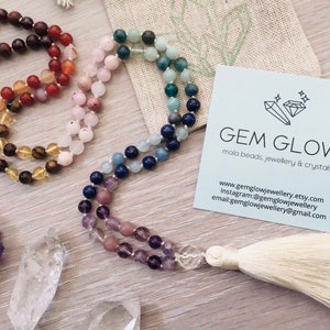 Mala dei Chakra / Perline Mala / Collana Mala dei 7 Chakra / Collana di Perline Mala Arcobaleno / Nappa di Cotone / Mala con 108 Perline / Collana dei 7 Chakra