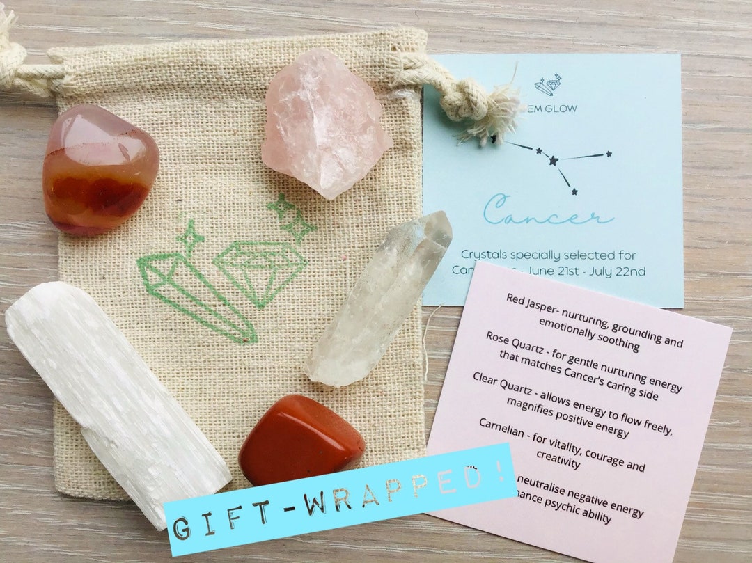 Crystal Set for Cancer Zodiac Healing Crystals Kit CANCER Crystal Kit ...