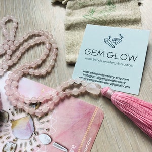 Mala Beads | Rose Quartz Mala Beads Necklace | Rose Quartz mala | 108 Beads Mala | pink mala